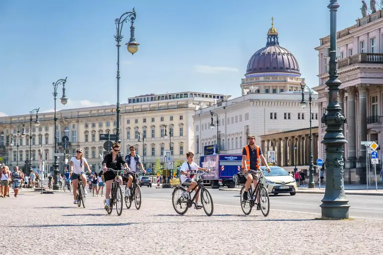 Cyclists on a city bike tour