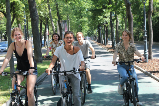 Cyclists on a city bike tour